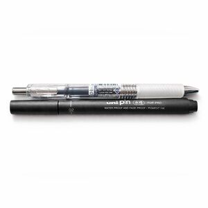 Uni Pin Black Waterproof Pen 0.2 Nib and Pentel Energel Blue 0.4 Nib‎